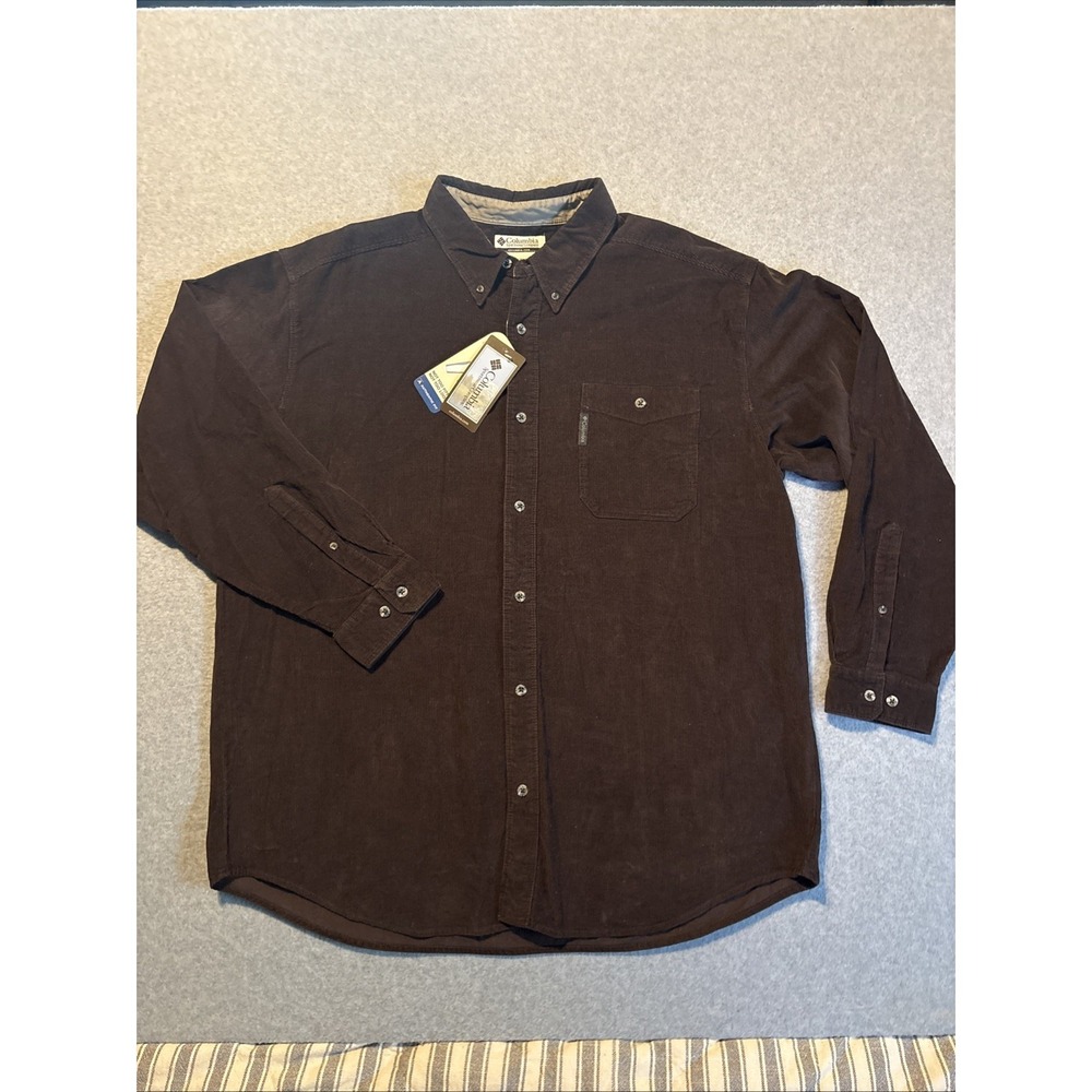 Columbia Velveshirt Curdoroy Texture Men's 2XL Brown Long Sleeve Button Down NEW